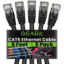 Cabo Ethernet GearIt Cat 6 10 Gbps 1,8 m (pacote com 5) RJ45 preto