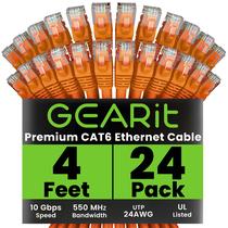 Cabo Ethernet GearIt Cat 6 4 pés (1,2 m), pacote com 24 unidades RJ45 de 10 Gbps