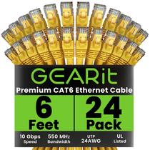 Cabo Ethernet GearIt Cat 6 6 pés (1,8 m), pacote com 24 unidades RJ45 de 10 Gbps