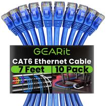 Cabo Ethernet GearIt Cat 6 7 pés (2 m), pacote com 10 Gbps RJ45 azul Cabo Ethernet GearIt Cat 6 7 pés (2 m), pacote com 10 Gbps RJ45 azul
