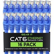 Cabo Ethernet GearIt Cat 6 7 pés (2 m), pacote com 16, 10 Gbps, azul Cabo Ethernet GearIt Cat 6 7 pés (2 m), pacote com 16, 10 Gbps, azul