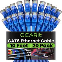 Cabo Ethernet GearIt Cat 6 de 10 pés (3 m), pacote com 20 Gbps RJ45 azul Cabo Ethernet GearIt Cat 6 de 10 pés (3 m), pacote com 20 Gbps RJ45 azul