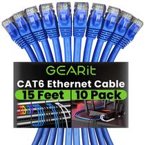 Cabo Ethernet GearIt Cat 6 de 15 pés (4,5 m), pacote com 10 Gbps, azul