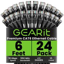 Cabo Ethernet GearIt Cat 6 de 1,8 m (pacote com 24) 10 Gbps RJ45 preto