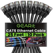 Cabo Ethernet GearIt Cat 6, pacote com 10, 7,6 m, 10 Gbps, RJ45, preto