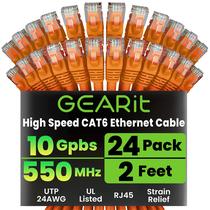 Cabo Ethernet GEARit Cat6 Kit com 24 Unidades 0,6m 10Gbps RJ45 Cabo Ethernet GEARit Cat6 Kit com 24 Unidades 0,6m 10Gbps RJ45