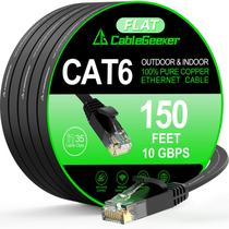 Cabo Ethernet Geeker Cat 6 150 pés interno/externo preto Cabo Ethernet Geeker Cat 6 150 pés interno/externo preto