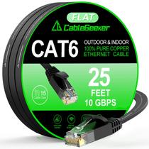 Cabo Ethernet: Geeker Cat 6, 25 pés, interno/externo, preto Cabo Ethernet: Geeker Cat 6, 25 pés, interno/externo, preto