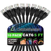 Cabo Ethernet Geeker Cat 6, 5 pés (1,5 m), pacote com 10 unidades, preto Cabo Ethernet Geeker Cat 6, 5 pés (1,5 m), pacote com 10 unidades, preto