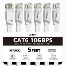 Cabo Ethernet Jadaol Cat 6 1,5 m, pacote com 6 unidades para exterior/interior, branco