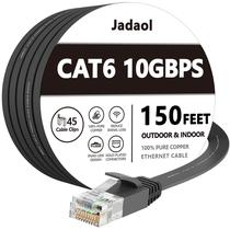 Cabo Ethernet Jadaol Cat 6 150 pés (45,72 m) externo/interno preto