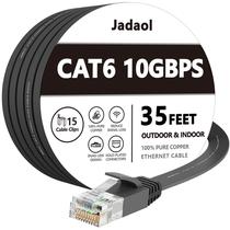 Cabo Ethernet Jadaol Cat 6 35 pés 10 Gbps externo/interno preto Cabo Ethernet Jadaol Cat 6 35 pés 10 Gbps externo/interno preto