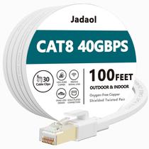 Cabo Ethernet Jadaol Cat8 - 100 Pés (Interno/Externo) - 40Gbps, 2000MHz