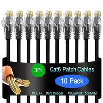 Cabo Ethernet Lysymixs Cat6 de 0,9 m (pacote com 10) Patch de rede 10G