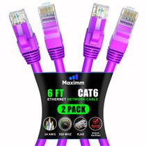 Cabo Ethernet Maximm Cat 6 1,8 m (pacote com 2) roxo Cabo Ethernet Maximm Cat 6 1,8 m (pacote com 2) roxo
