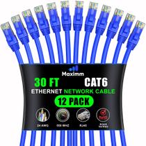 Cabo Ethernet Maximm Cat 6 30 pés (9 m) azul, pacote com 12 UTP