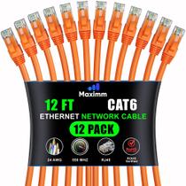 Cabo Ethernet Maximm Cat 6 de 12 pés (pacote com 12) laranja Cabo Ethernet Maximm Cat 6 de 12 pés (pacote com 12) laranja
