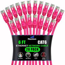 Cabo Ethernet Maximm Cat 6 de 1,8 m (pacote com 20) rosa