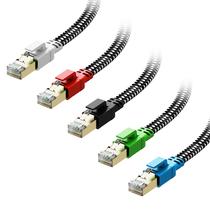 Cabo Ethernet Orbram Cat 8, 5 pés, pacote com 5, 40 Gbps, 2000 Mhz, RJ45