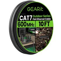 Cabo Ethernet plano externo GearIt Cat 7 (10 pés, preto) Jaqueta LLDPE com classificação de enterramento direto - FTP interno blindado Cat7 600 MHz 10 Gbps, rede de computadores para jogos de alta velocidade RJ45 Snagless Patch Cord Internet