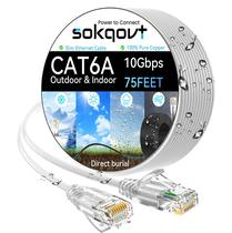 Cabo Ethernet Sokqovt Cat6a 75 pés à prova d'água para exterior e interior