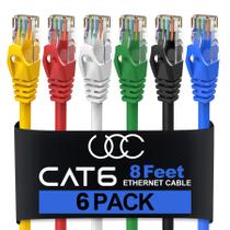 Cabo Ethernet Ultra Clarity Cables Cat6, 8 pés (2,4 m), pacote com 6