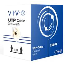 Cabo Ethernet VIVO CCA Cat6 250 pés/76 m UTP Pull Box branco Cabo Ethernet VIVO CCA Cat6 250 pés/76 m UTP Pull Box branco