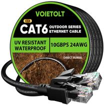 Cabo Ethernet VOIETOLT Cat6 Outdoor - 30m, 10Gbps, à Prova D'Água