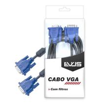 Cabo EVUS VGA 1.5M com Blister HD15M X HD15M Preto com Filtros Modelo C-003