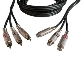 Cabo Extensão Extensor 3 Rcas x 3 Rcas Metal Silver 2 metros