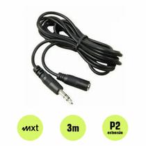 Cabo Extensão P2 Estereo 3m Auxiliar Macho x Femea MXT Cabo Extensão P2 Estereo 3m Auxiliar Macho x Femea MXT