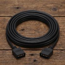 Cabo Extensão RGB 4 Vias 1 Metro Para Fita LED 12V Com Conector Macho Fêmea Preto Plug And Play