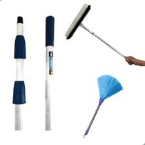 Cabo Extensível 6 Metros Com Rodo Vidros 35cm E Espanador de Mão