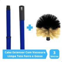 Cabo Extensor 3 Metros Com Vassoura Limpa Teto Forro e Gesso