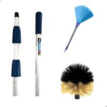 Cabo Extensor 6 Metros Com Vassoura Teto forro gesso e Espanador de Mão Cabo Extensor 6 Metros Com Vassoura Teto forro gesso e Espanador de Mão