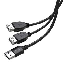 Cabo Extensor ELG USB 2.0 e com 1 Porta Macho e 2 Fêmeas, 1.5m, Preto - USBY2