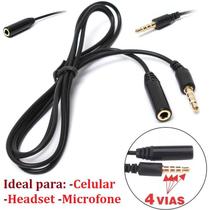Cabo Extensor Extensão P3 P2 4 Vias Para Headset Celular Fone de Ouvido Universal Macho Femea Microfone Profissional