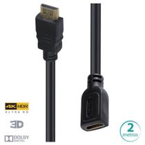 Cabo extensor hdmi 2.0 4k ultra hd 3d conexão ethernet 2 metros - h20ex-2 - Vinik