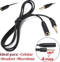 Cabo Extensor P3 x P3 Extensão Fone de Ouvido Microfone de Lapela Áudio Celular Plug Ponta Dourada Alta Qualidade Stereo