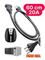 Cabo Extensor Prolongador 3x2,5mm 0,60 CM 20A para microondas , secador, airfrayer, forno