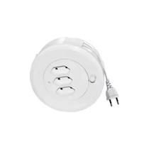 Cabo Extensor Retrátil 3 Entradas 2p 127v/220v fio 5 metros 10a Carretilha