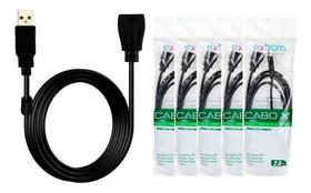 Cabo Extensor Usb 2.0 2 Metros Extensão Usb- Kit com 5 unidades