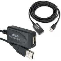 Cabo Extensor USB 2.0 Cabo 10 Metros AM+FM Preto Amplificado
