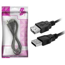 Cabo Extensor USB 2.0 Macho x Fêmea 1,8 metros Preto