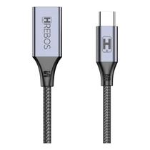 Cabo Extensor USB 2 Metros HREBOS CB-708C Preto Reforçado Alta Velocidade Turbo Dados e Carregamento