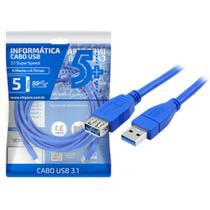 Cabo Extensor Usb 3.1 Macho E Fêmea 5 Metros 5+ Ultra Rápido