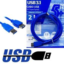 Cabo Extensor USB 3.1 Macho E Fêmea Super Velocidade De Dados Para PC Notebook 2 Metros 0187702