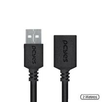 Cabo Extensor Usb A 2.0 Macho P/ Usb A 2.0 Femea - 2 Metros - Puamf2-2 Cabo Extensor Usb A 2.0 Macho P/ Usb A 2.0 Femea - 2 Metros - Puamf2-2
