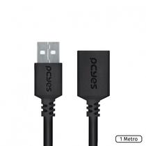Cabo extensor usb a 2.0 macho para usb a 2.0 femea 28awg puro cobre 1 metro - puamf2-1