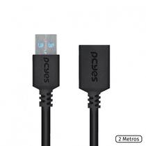 Cabo extensor usb a 3.0 macho para usb a 3.0 femea 28awg puro cobre 2 metros - puamf3-2